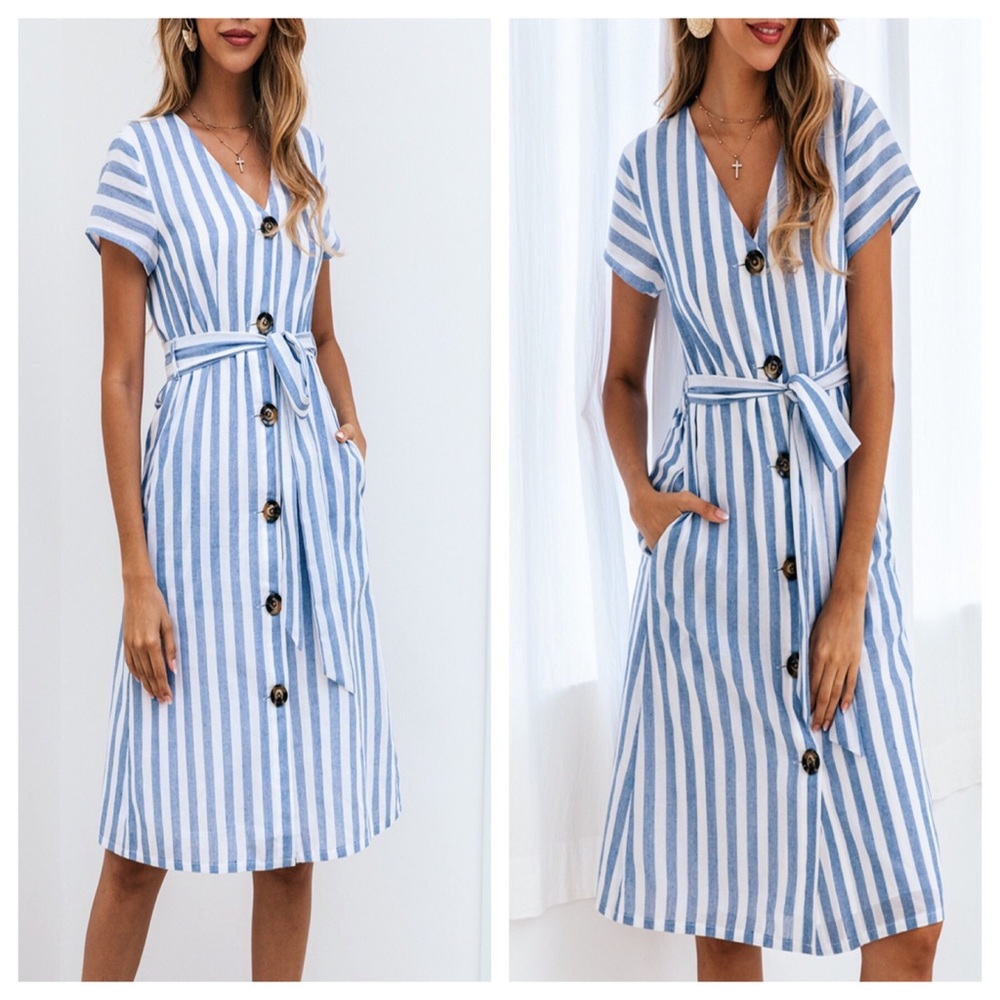 Blue Striped Midi - Picture 3 of 3